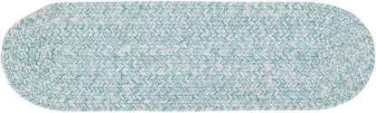 Super Area Rugs Farmhouse Braided Rug, Cotton Kitchen Reversible Carpet, Turquoise & White, 8" X 28"