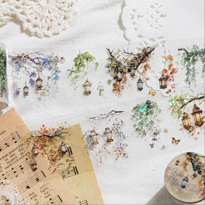 Diuhofart Holographic Garden Plant PET Tape Stickers for Journaling and Scrapbooking, 6 Rolls Precut Flower Branch Vines Decorative Tapes for Junk Journal Supplies, Bujo, Planners, DIY Crafts