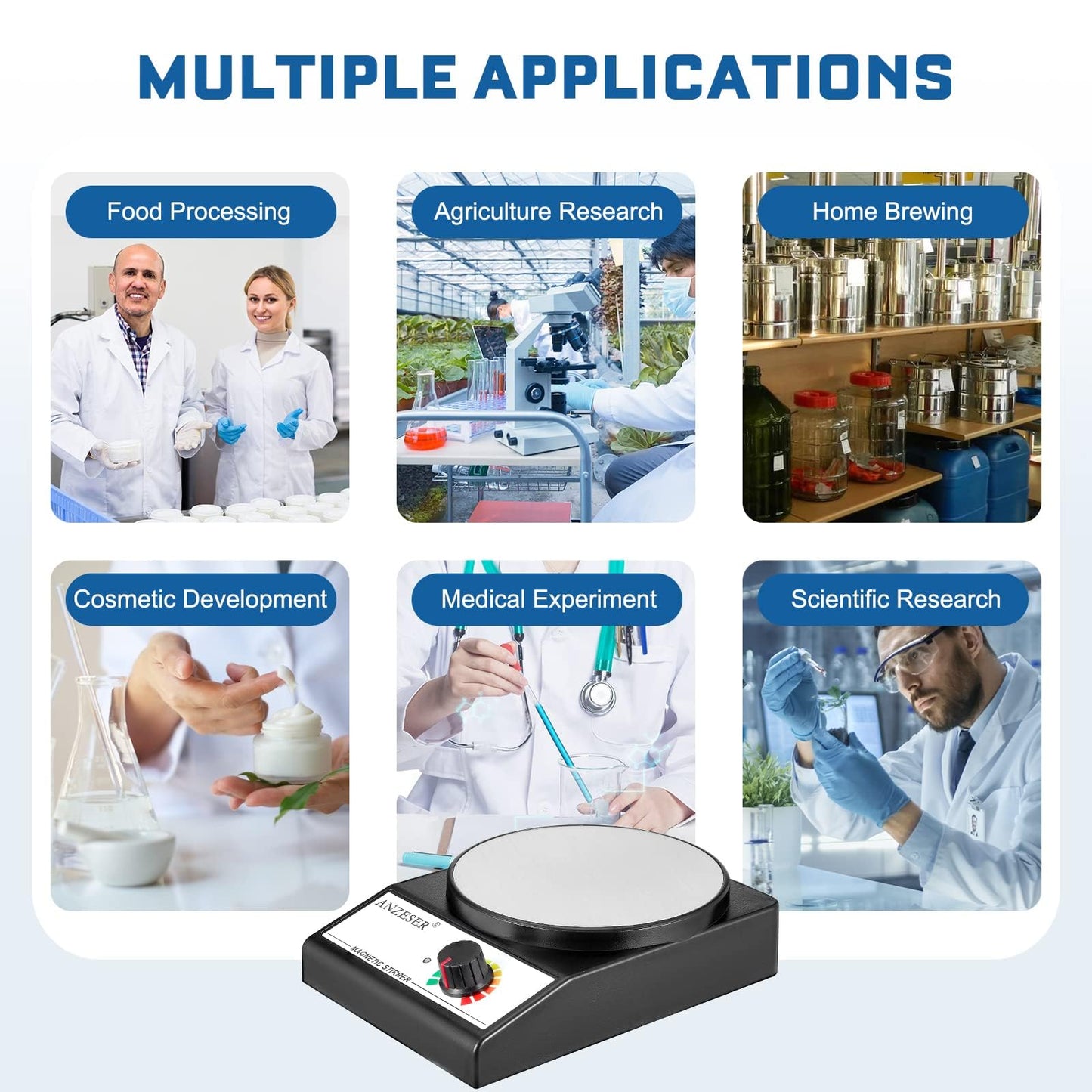 ANZESER Magnetic Stirrer Magnetic Stir Plate 3000RPM Lab Stirrers with Stir Bar Max Stirring Capacity 3000mL Magnetic Mixer (No Heating)