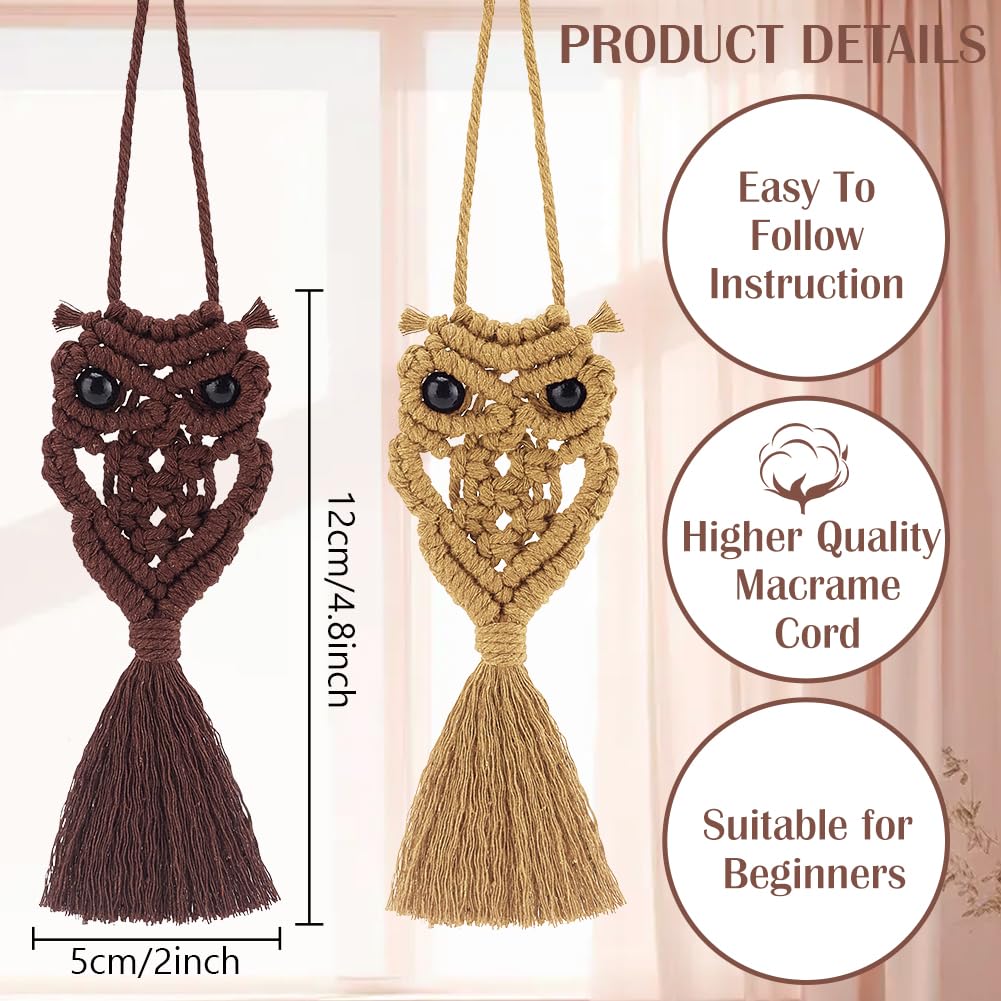 ACRNIGHEET 5PCS Macrame Kit for Adults Beginners Owl Macrame Wall Hanging Supplies Boho DIY Craft Kits for Adults Includes Instruction with Video Home Decor