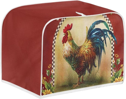 Sunflower Rooster Toaster Cover, 2 Slice, Dust-proof Kitchen Small Appliance Cover, Home Decoration