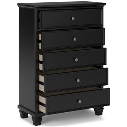 Signature Design by Ashley Lanolee Traditional 5 Drawer Chest for Bedroom, Black