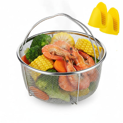 Steamer Basket for Instant Pot Stainless Steel Accessories, Pressure Cooker Mesh Insert with Handle and Vegetable Steamer Basket, Egg Basket, Pasta Strainer (Large)