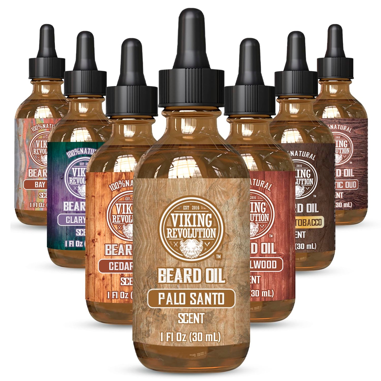 Viking Revolution Sandalwood Beard Oil for Men - Natural Mens Beard Oil with Argan Oil and Jojoba Oil - Beard Softener, Strengthens and Moisturizes - Beard Conditioner for Men (Sandalwood, 1 Pack)