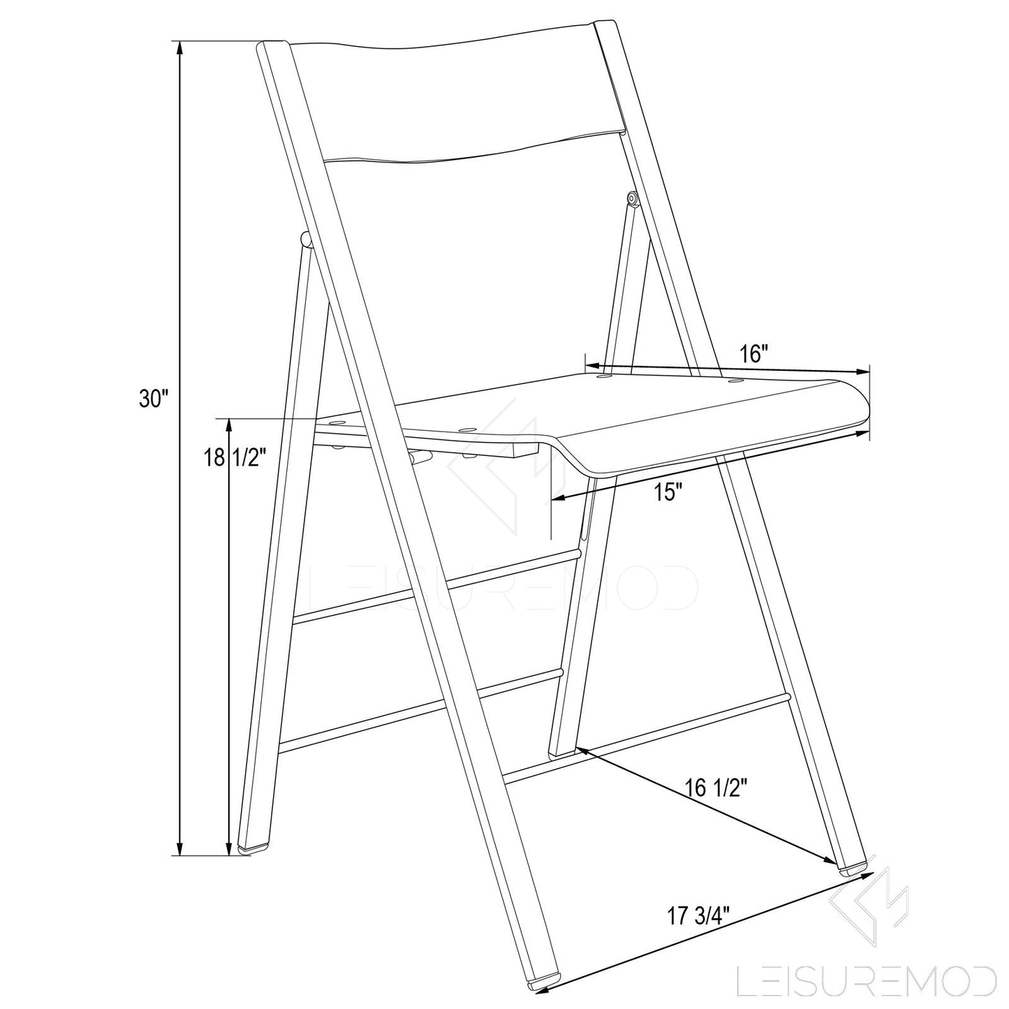 LeisureMod Transparent Acrylic Folding Chair, Lightweight Iron Chrome Base, Comfortable Clear Desk Chair, No Assembly Needed (Set of 2) in Clear