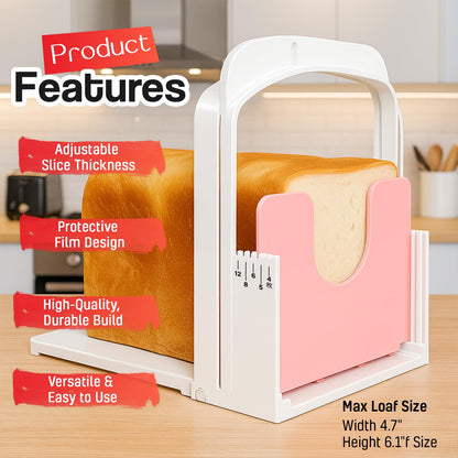 2026 NEW Bread Slicer Guide for Homemade Bread | 5 Thicknesses Mode for Sourdough, Rounds Loaves, Bagels, Toast & Sandwiches | Foldable & Adjustable | Space Saving | Indoor Outdoor Use