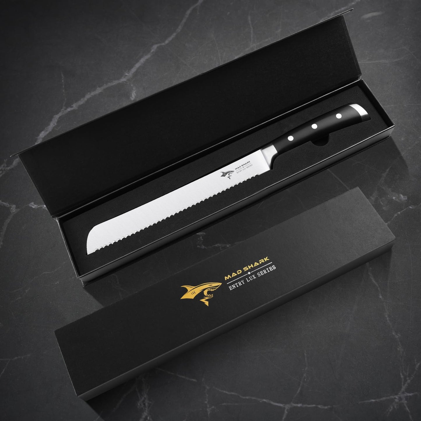 MAD SHARK Bread Knife, Sourdough Bread Knives, Bread Cutter Razor Sharp Edge for Efficient Slicing Sourdough, Bagels, Cake Cutter, 10 Inch Serrated Knife