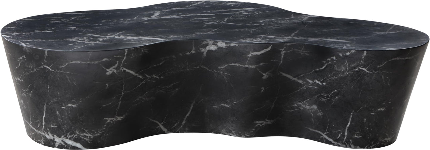 Meridian Furniture 99033Black-CT Monza Collection Art Deco Marble Finish Indoor/Outdoor Concrete Coffee Table, 59.5" W x 30.5" D x 15" H, Black