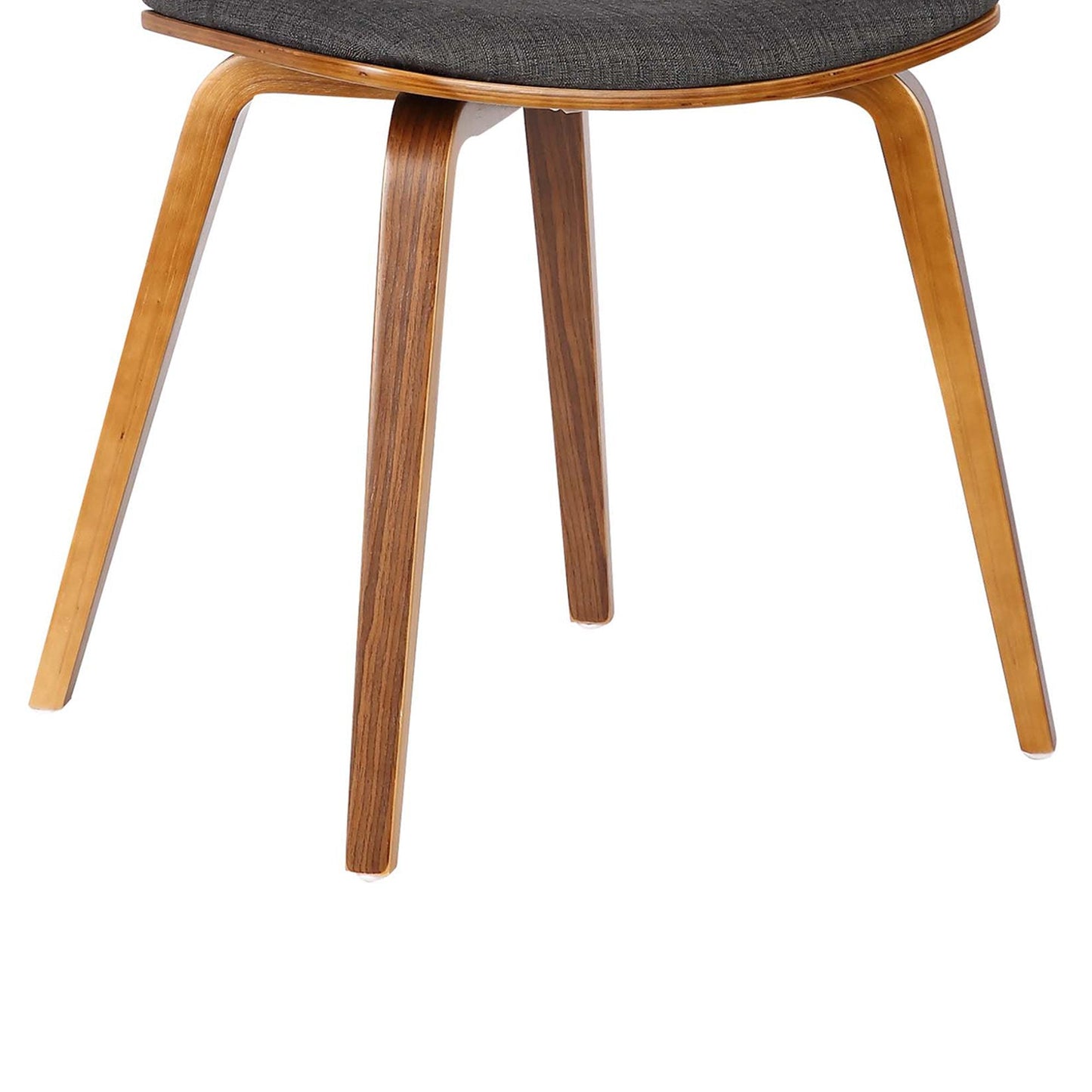 Armen Living Jaguar Mid-Century Dining Chair in Walnut Wood and Charcoal Fabric - Set of 4