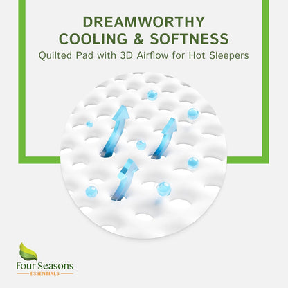 Four Seasons Essentials RV Short Full Size Waterproof Mattress Protector, Cooling Bamboo Fitted Sheet Cover