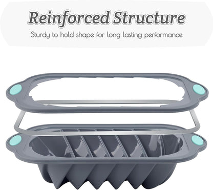 Silicone Bread Loaf Pan, Non-Stick Food Grade Baking Mold with Metal Reinforced Frame for Strength