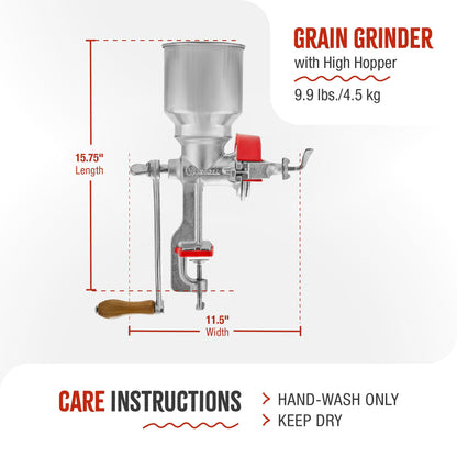 Victoria Manual Cast Iron Grain Mill with High Hopper, Premium Corn-Grinding Mill and Grain Grinder, Made in Colombia