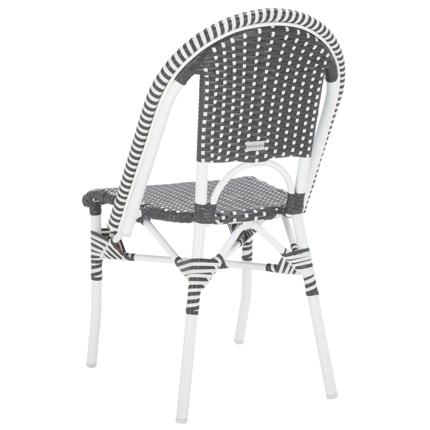 SAFAVIEH Outdoor - Torino Bistro Chair Set of 2 - Grey & White - Faux Wicker & Aluminum Frame - Bistro Side Chair Design - Ideal for Patio, Deck, Sunroom, Dining Area, 18" Seat Height (PAT7550E-SET2)