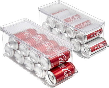 9 (4-Pack) Sorbus Soda Can Organizer for Refrigerator - Stackable Can Holder Dispenser with Lid for Fridge, Pantry