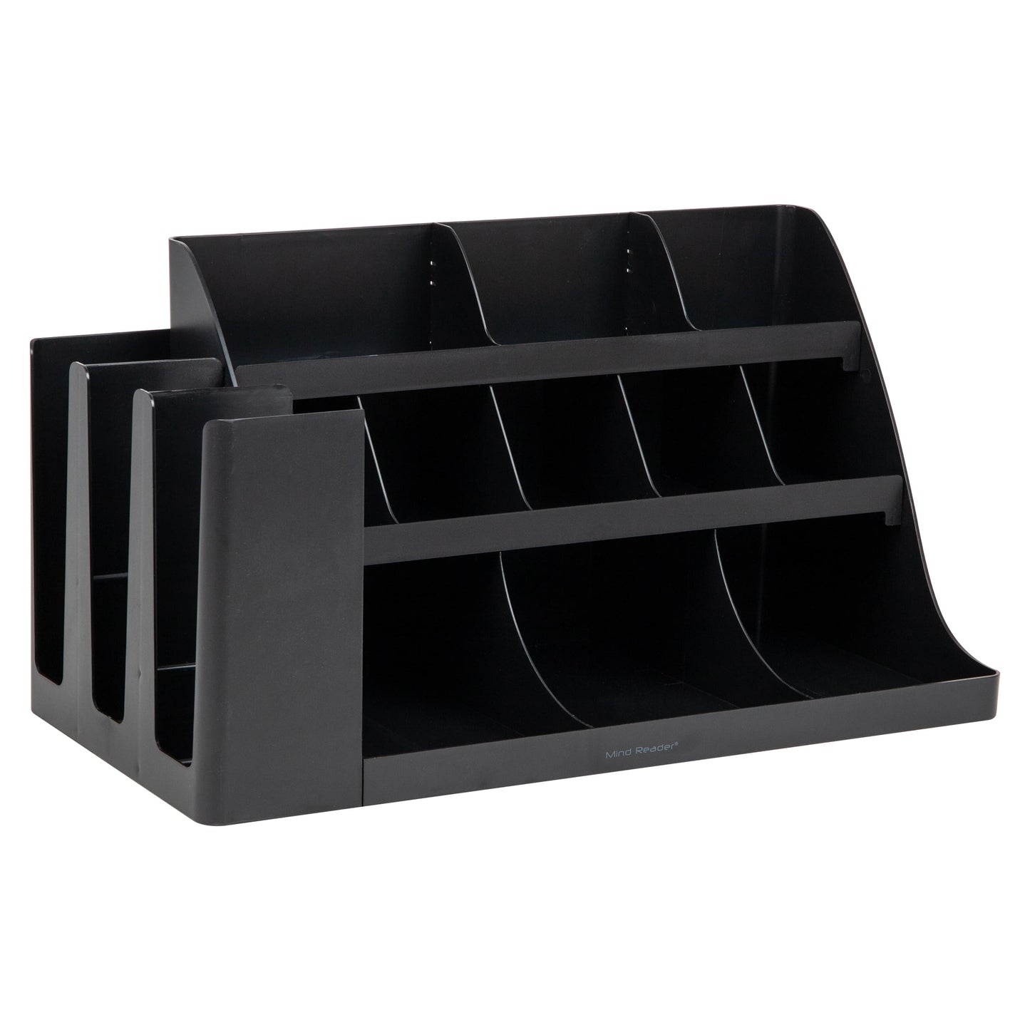 Mind Reader Cup and Condiment Station, Countertop Organizer, Coffee Bar, Kitchen, Stirrers, Black