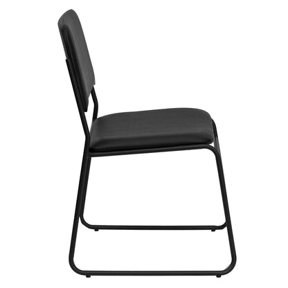 Flash Furniture 4 Pk. HERCULES Series 1000 lb. Capacity High Density Black Vinyl Stacking Chair with Sled Base