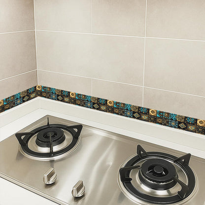 HOMETITUTE Wallpaper Border Peel and Stick Retro Mosaic Tile Wall Trim Paper Wall Decor Self Adhesive Border for Walls Mirror Frame Accent Strip for Bathroom Kitchen Living Room 4x196 Inch