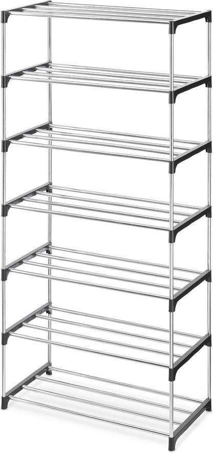 7-Tier 14 Whitmor Shoe Rack - Small Space Solution - Store up to Pairs of Shoes - Organize Shoes & Accessories - Chrome