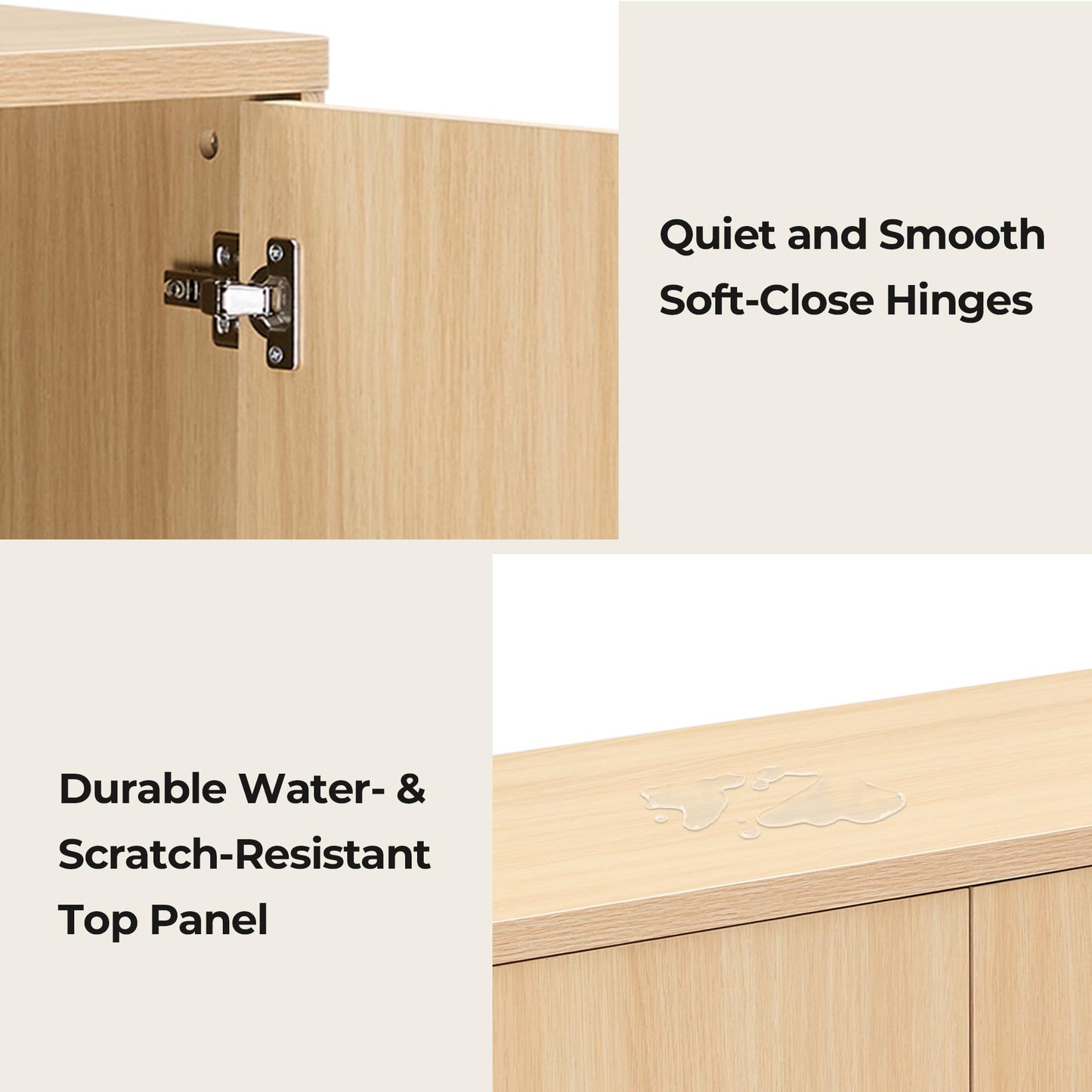 CHITA Sideboard Buffet Cabinet with Storage, Small Storage Cabinet with Doors and Shelves for Living Room Accent, Bar, Kitchen, Set of 2, Oak
