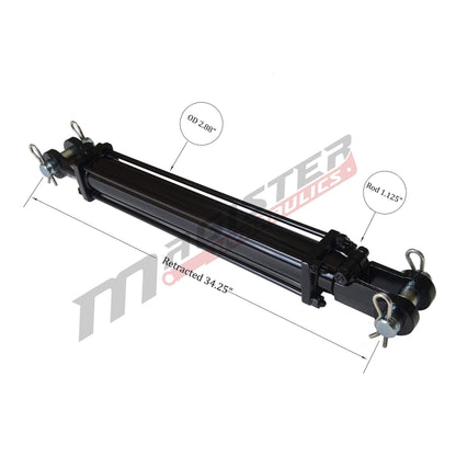 Magister Hydraulics Double Acting Hydraulic Cylinder - AG Tie-Rod Hydraulic Cylinder 2500 PSI Agriculture Standard 2.5" bore 24" Stroke (2.5x24)