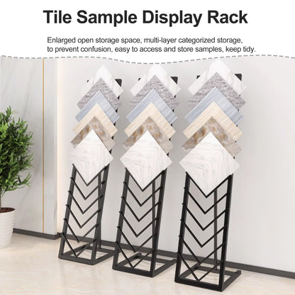Tile Display Rack with 12 Card Slots, Store Display Rack, Freestanding Sample Display Stand, Organizer Shelf for Marble Slab/Wooden Boards/Door Sample, for Retail Stores/Trade Show, White-40*50*160cm