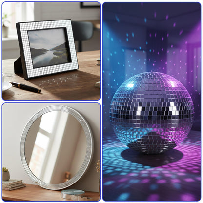 Afcabakila 15000PCS Disco Ball Mirror Tiles Self Adhesive Mosaic Tiles for Crafts, 5x5 mm Disco Ball Tapes Stickers Small Square for Interior, Vases, Photo Frames,and DIY Decoration Accessory