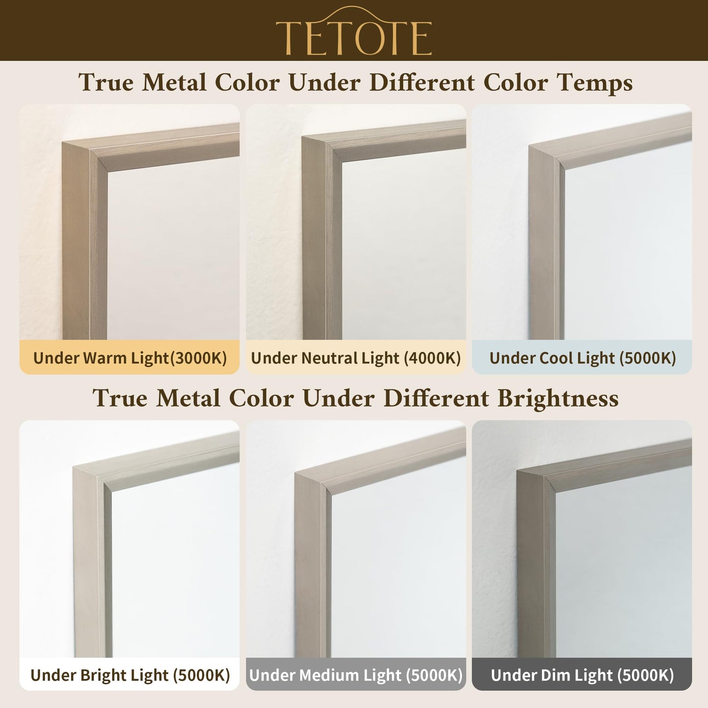 TETOTE Brushed Nickel Bathroom Vanity Mirror 48" x 36" Beveled Framed Bathroom Wall Mirror for Over Sink Brushed Nickel, Tempered Glass, Modern Farmhouse Bedroom, Entryway, Living Room