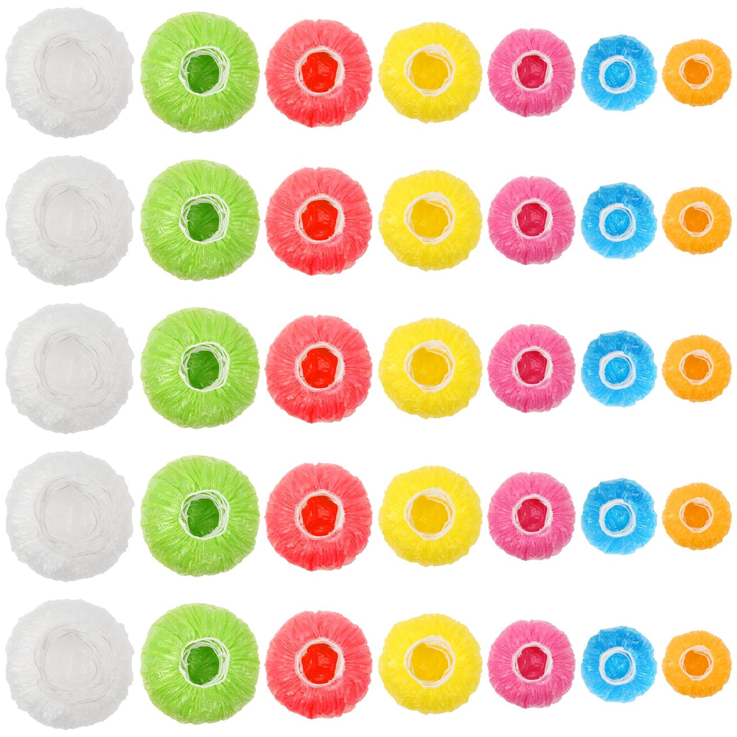 175Pcs 7 Colors Reusable Elastic Food Covers, Sublaga 7 Sizes Plastic Bowl Covers, Colorful Dish Plate Covers, Alternative to foil, Plastic Wrap, BPA Free