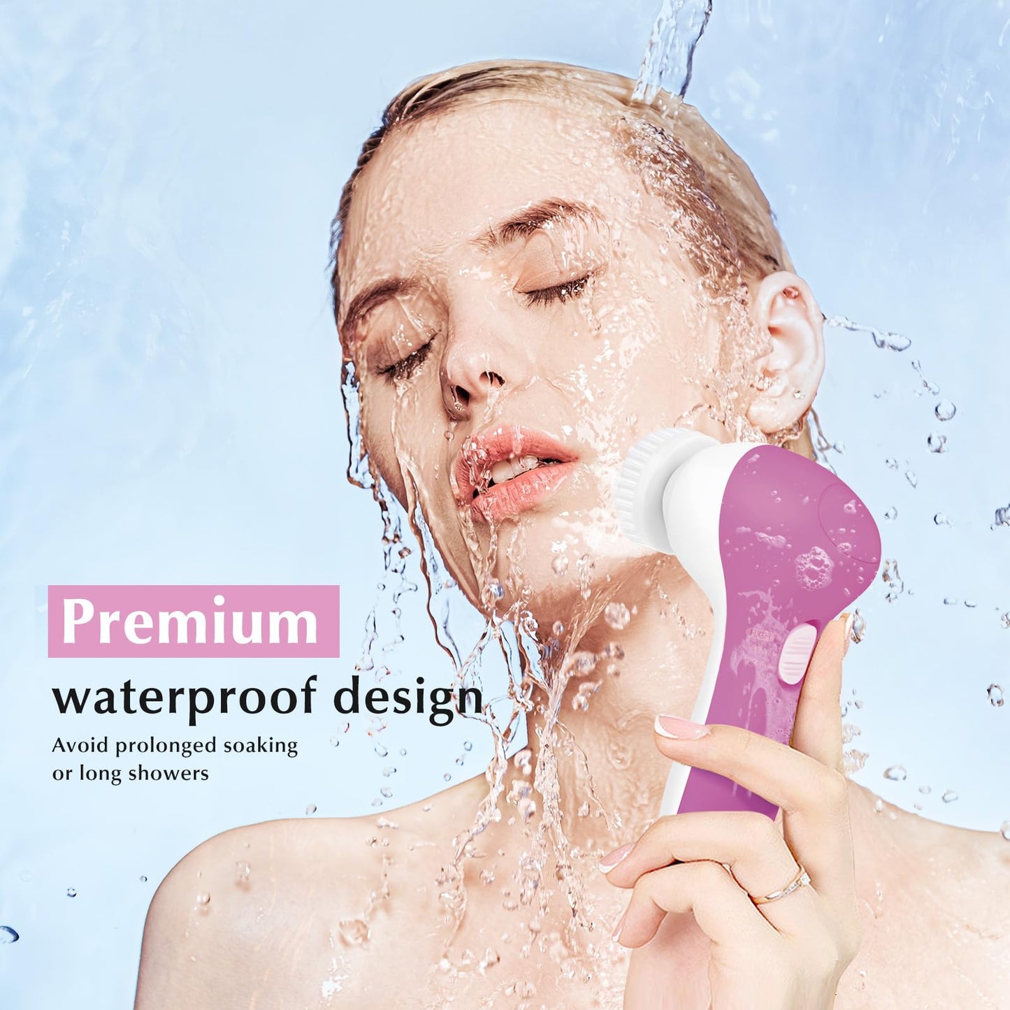 COSLUS Facial Cleansing Brush Silicone Face Scrubber: 2 in1 FBS-D Electric Exfoliating Massage Device Waterproof Deep Cleaning Exfoliation Rotating Spa Machine - Electronic Skin Care Wash Clean System