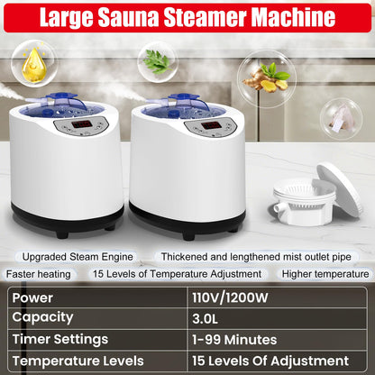 iTHERAU 2 Person Infrared Sauna Box for Home, Portable Steam Sauna Room with 660nm＆850nm Red Light Therapy Lamp, 5-Layer Waterproof, 2 Steamers, 2 Folding Chair