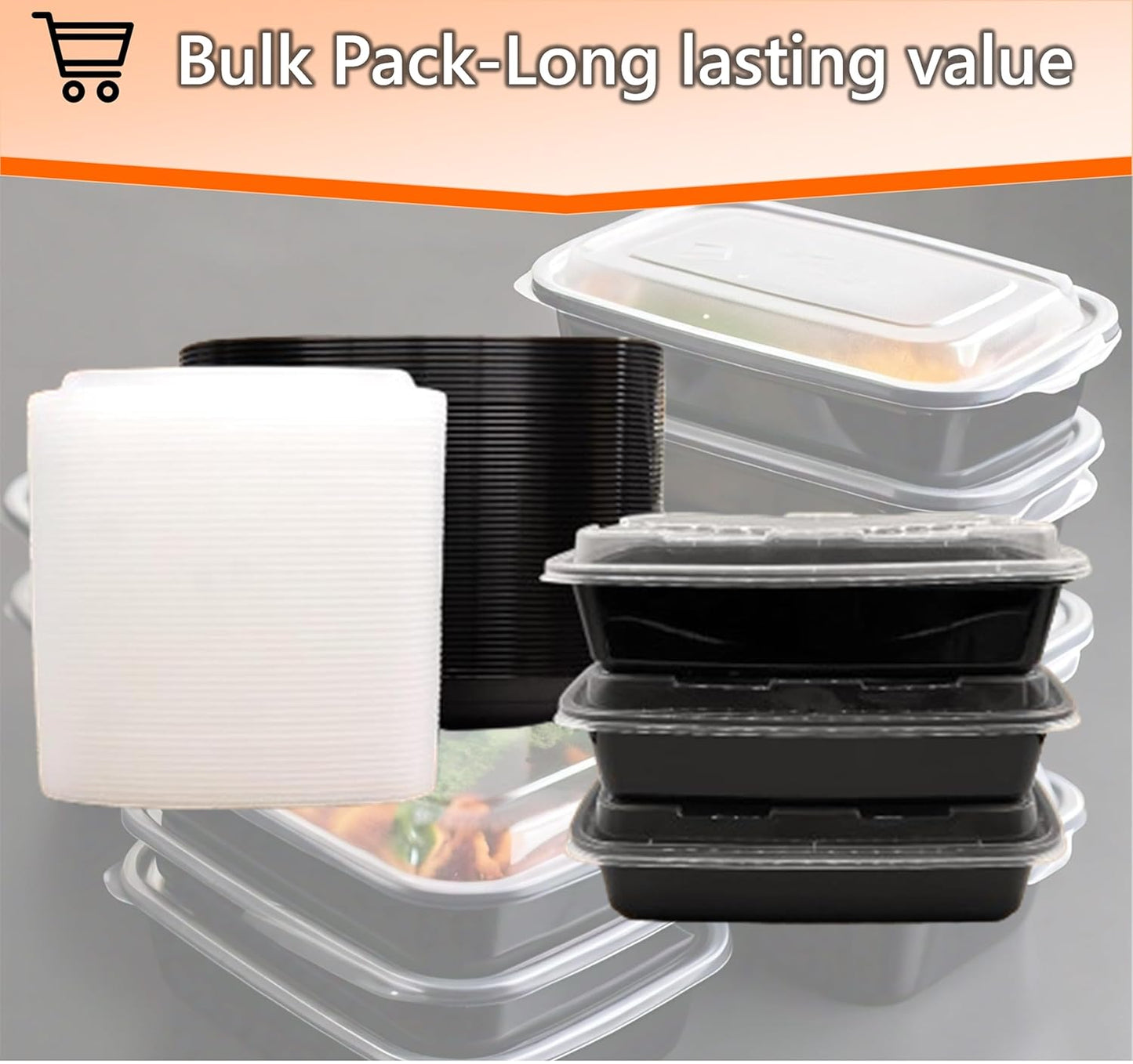 Mr Miracle 50 Pack Meal Prep Containers with Lids, 32 Oz Leakproof Take Out Containers, Microwave & Freezer Safe for