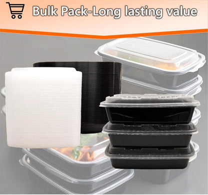 Mr Miracle 50 Pack Meal Prep Containers with Lids, 32 Oz Leakproof Take Out Containers, Microwave & Freezer Safe for