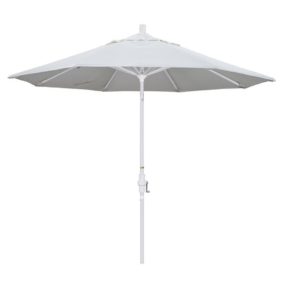 California Umbrella 9' Round Aluminum Patio Umbrella, Crank Lift, Collar Tilt, White Pole, Natural