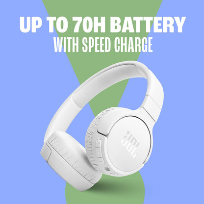 JBL Tune 670NC - Adaptive Noise Cancelling with Smart Ambient Wireless On-Ear Headphones, Up to 70H Battery Life with Speed Charge, Lightweight, Comfortable and Foldable Design (Black)