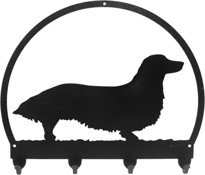 SWEN Products Long Hair Dachshund Metal Key Chain Hanger, Leash Holder
