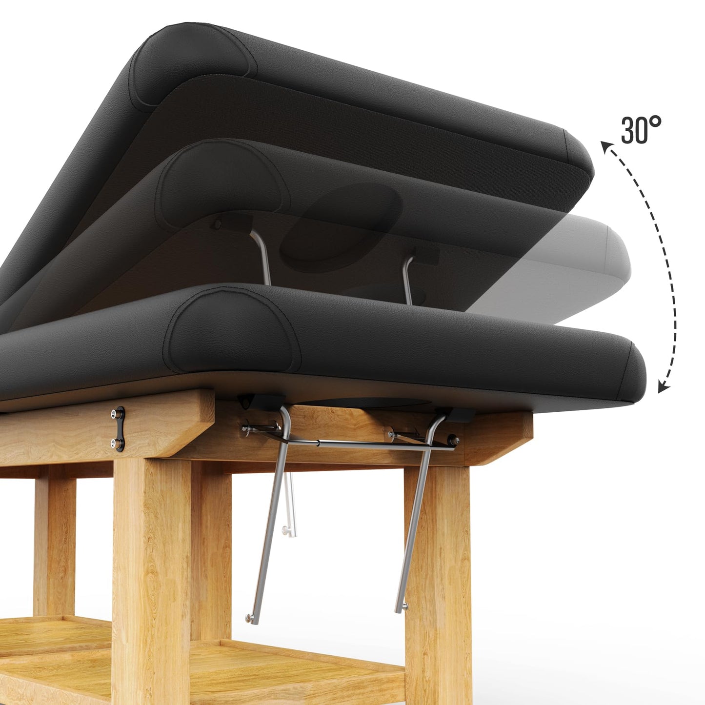 Wood Wide Stationary Massage Table for Treatment Table Physical Therapy Table Spa Facial Bed, PU Leather 31.5'' Wide 75'' Long Heavy Duty Professional Stationary Massage Bed - Black, 6-Legged