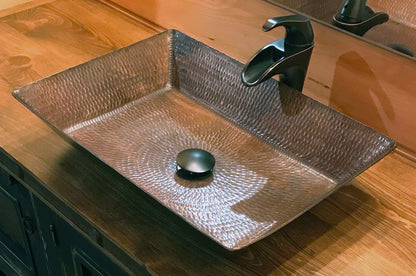 Premier Copper Products Rectangle 20 in. Hammered Copper Vessel Sink in Oil Rubbed Bronze VREC2014DB