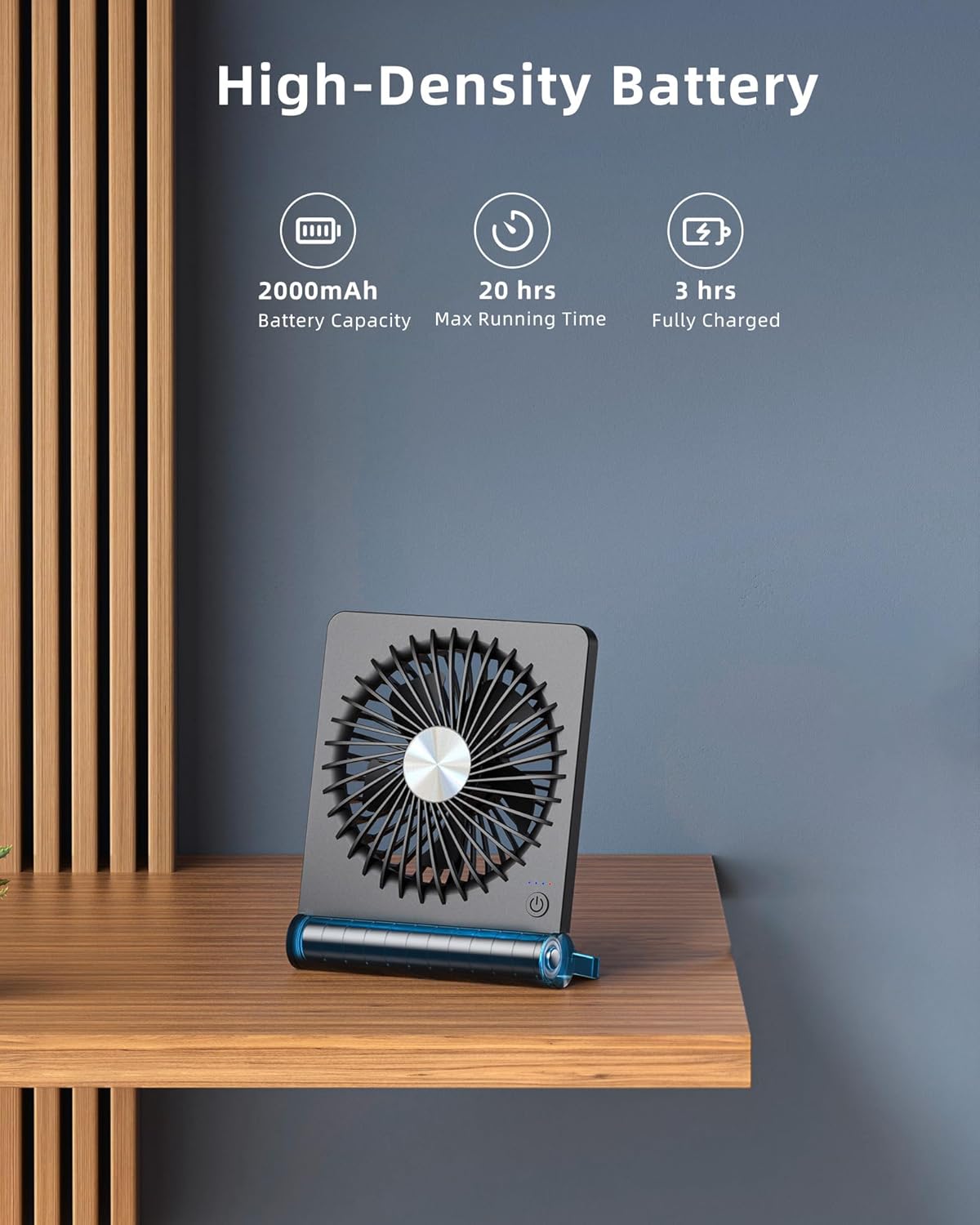 Koonie Portable Desk Fan, 3.5-20hrs Battery Operated Small USB Fan with Ultra Quiet 220° Tilt Folding