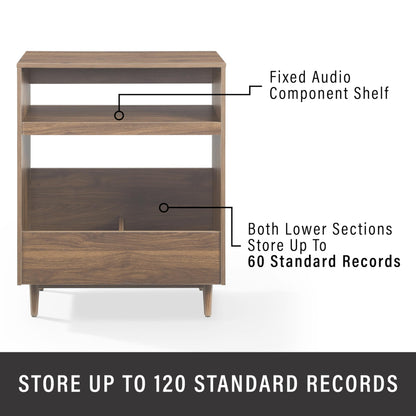 Crosley Furniture Liam 2-Piece Turntable Record Player Stand and Vinyl Storage, Mid Century Modern, Walnut