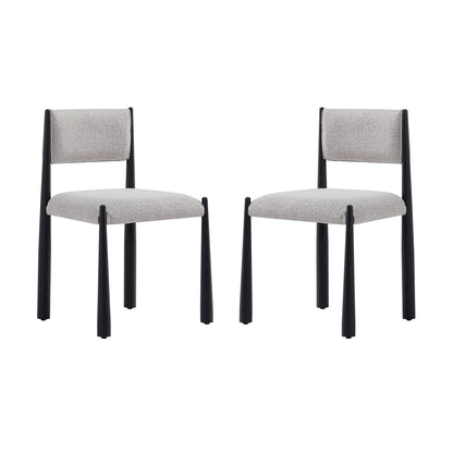 Manhattan Comfort Lennor Dining Chairs Set of 2, Upholstered in Boucle Fabric, Side Seating with Metal Frame, Mid Century Modern Accent, Fully Assembled Furniture, Champagne