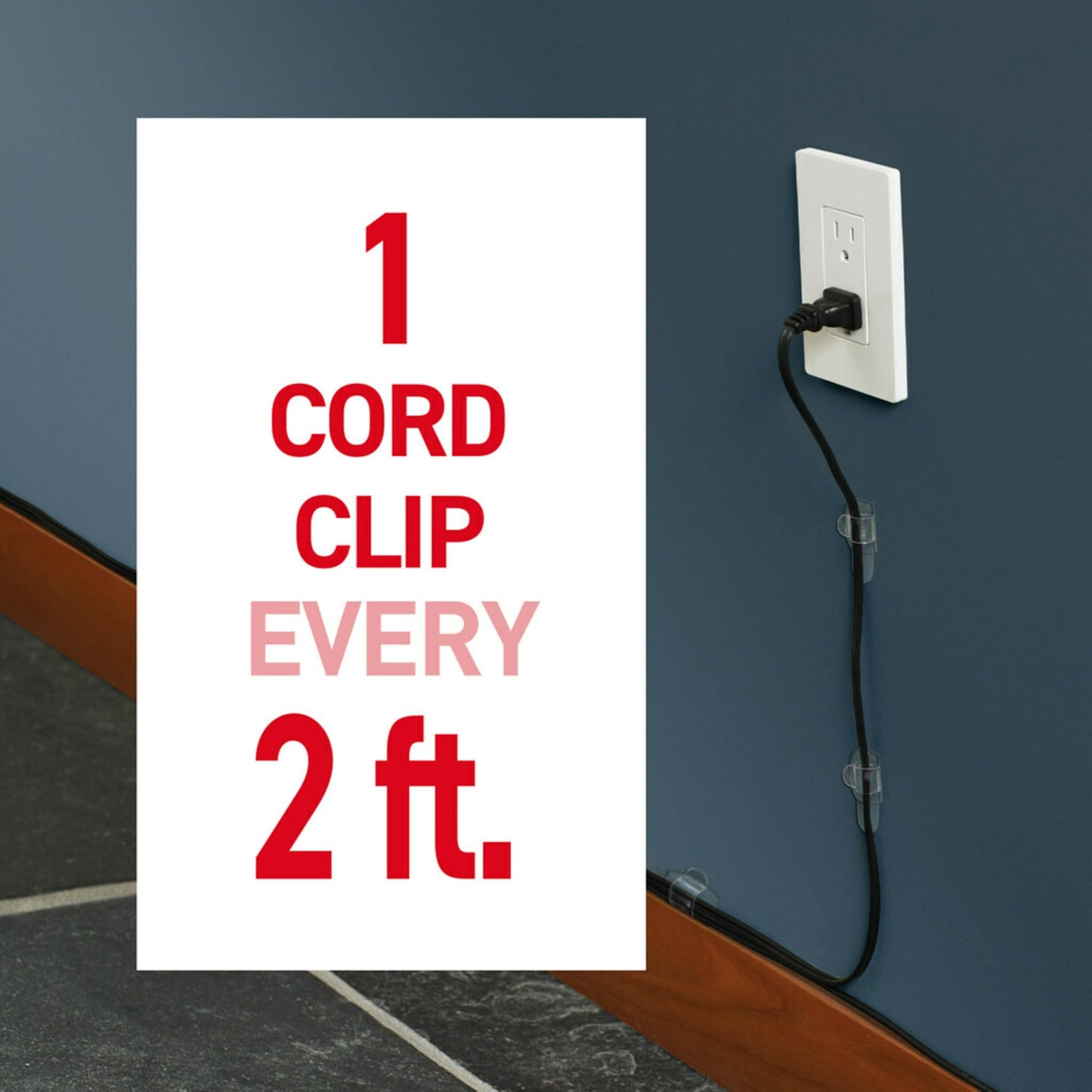 Command Round Cord Clips, Damage Free Hanging Cable Clips, No Tools Wall Clips for Hanging Electrical Cables, 13 Clear Cord Clips and 16 Command Strips