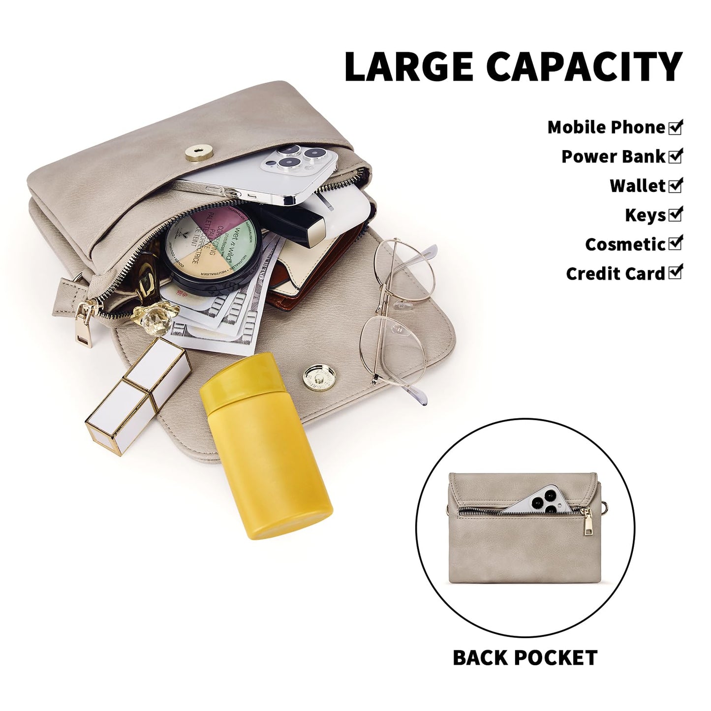 CHOLISS Small Crossbody Bags for Women, Vegan Leather Cell Phone Purse, Mini Travel Purse with Adjustable Strap