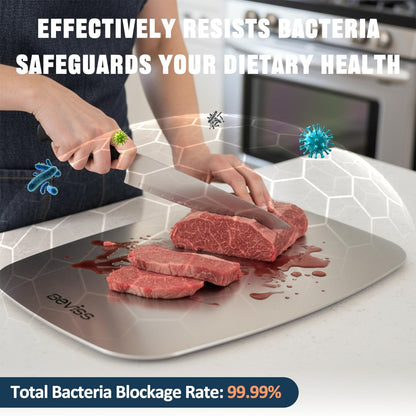 **304 Stainless Steel Cutting Board - Non-Toxic Double-Sided Design | 11.45" x 8.15" Dishwasher Safe for Meat, Vegetables, and Fruit**
