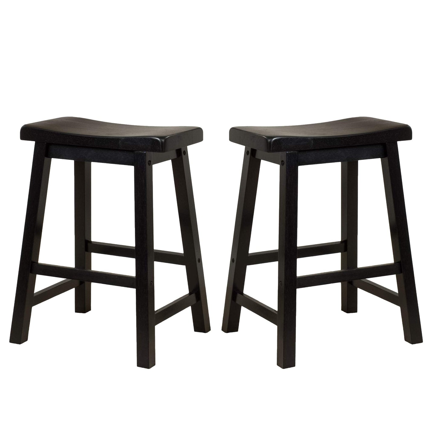 Christopher Knight Home Pomeroy 24" Saddle Stools, 2-Pcs Set, Black