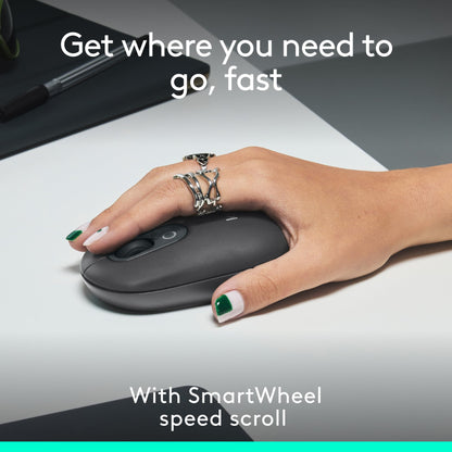 Logitech POP Mouse, Wireless Mouse with Customizable Emojis, SilentTouch Technology, Precision/Speed Scroll, Compact Design, Bluetooth, Multi-Device, OS Compatible - Heartbreaker Rose