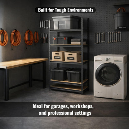 PRO&Family 24"x 72"x 84" 5 Shelves Heavy Duty Shelving Unit - Industrial Garage Storage Rack Z- Beam Storage Shelf Shelf Organizer Metal Wood Storage Shelves System