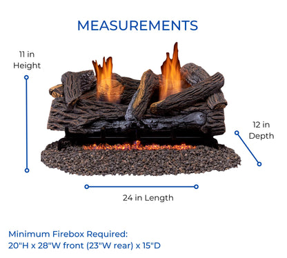 Duluth Forge Ventless Liquid Propane Gas Log Set - 24 in. Stacked Oak, 33,000 BTU, T-Stat Control - Model# DLS-L24T-2