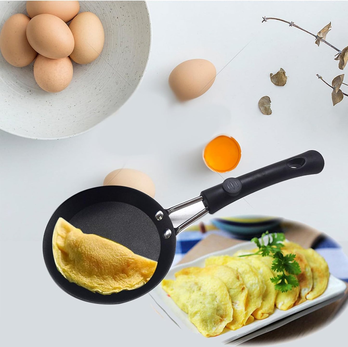 5 Inch Small Frying Pan, Mini Nonstick Durable Skillet, Refined Iron Omelet Pan for Kitchen and Outdoor Cooking