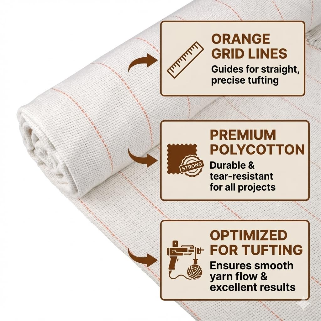 Celley Tufting Cloth 80 x 80 Inches – Durable, Beginner-Friendly Tufting Fabric for Rug Making & Punch Needle Projects