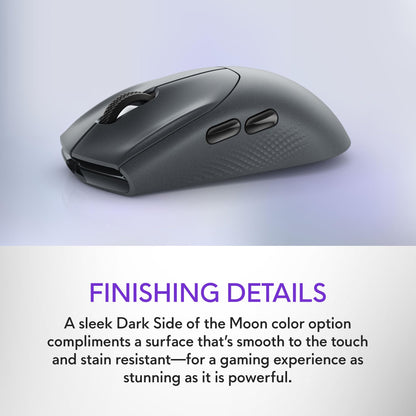 Alienware Wired/Wireless Gaming Mouse AW610M - 16000 DPI Optical Sensor, 350 Hour Rechargeable Battery, 7 Buttons, 3-ZONE 16.8m AlienFX RGB Lighting, Ergonomic - Dark Side of the Moon
